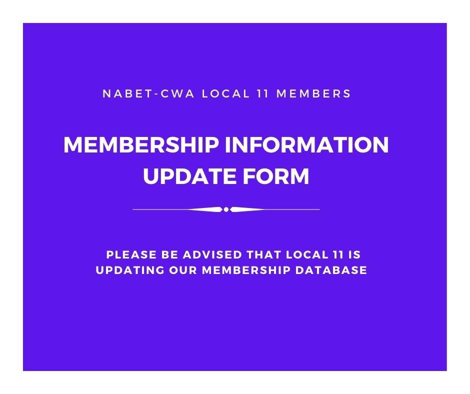 Membership Information Update Form | Local 11 New York